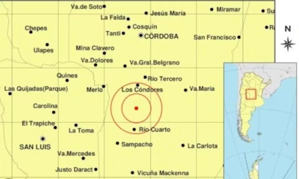 SE REGISTRARON DOS SISMOS EN CÓRDOBA DURANTE EL PARTIDO DE ARGENTINA