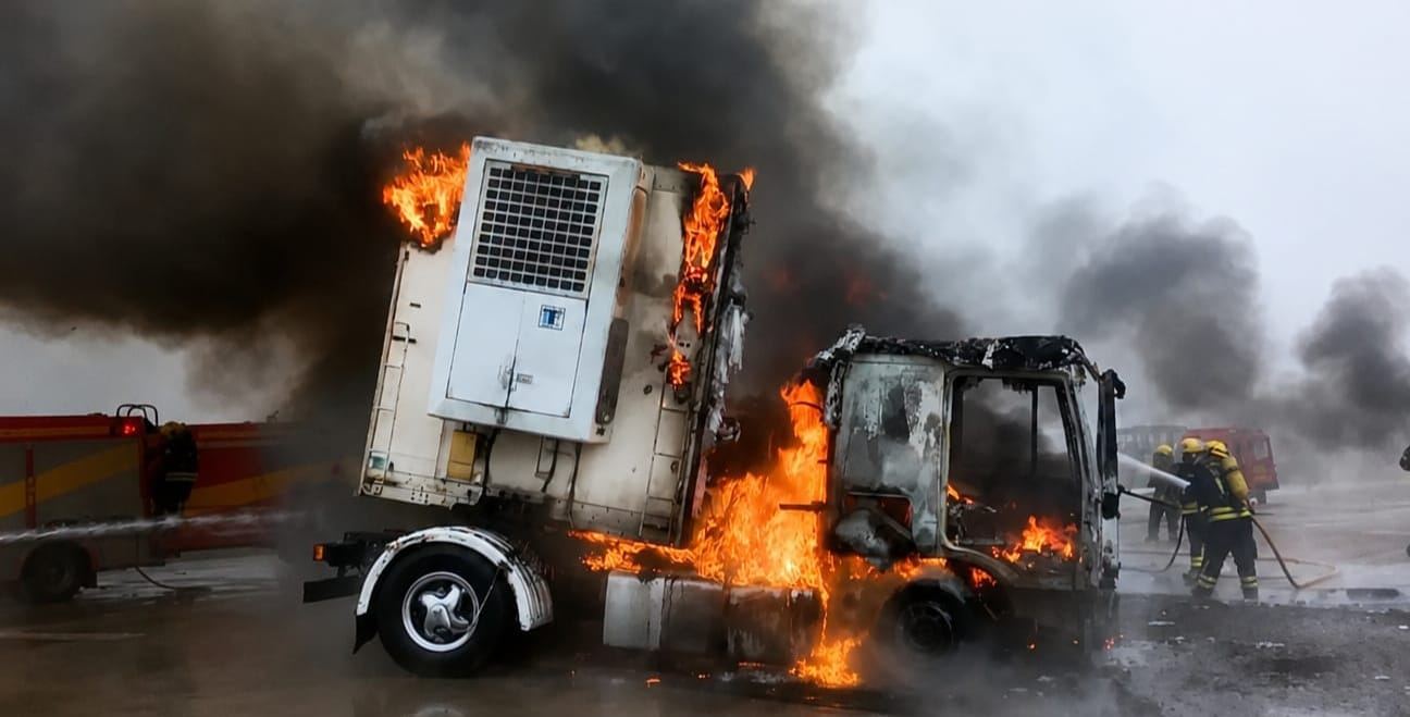 UN CAMIÓN SUFRIÓ UN INCENDIO EN LA AUTOPISTA CÓRDOBA-ROSARIO, A LA ALTURA DE JAMES CRAIK